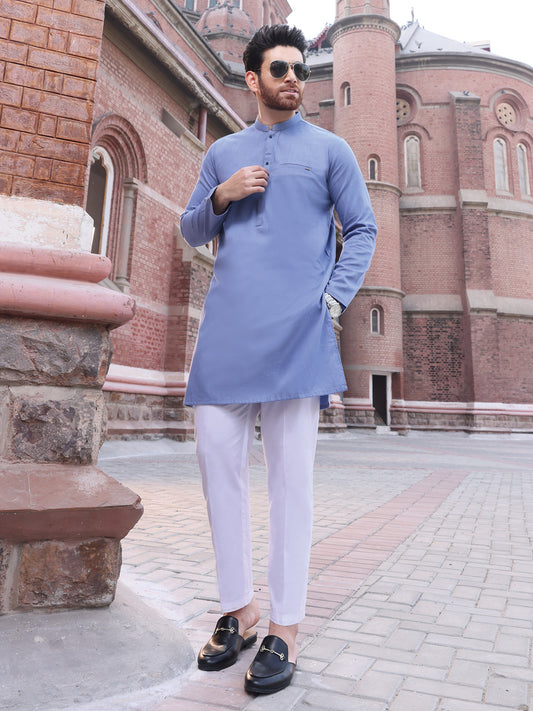 Blue Cotton Kurta - AL-K-889