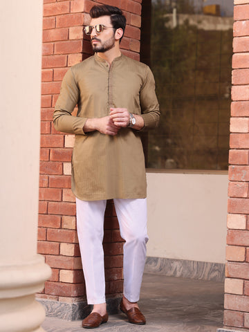 GREEN COTTON KURTA - AL-K-894