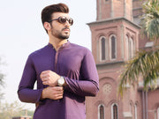 Dark Purple Cotton Kurta - AL-K-895