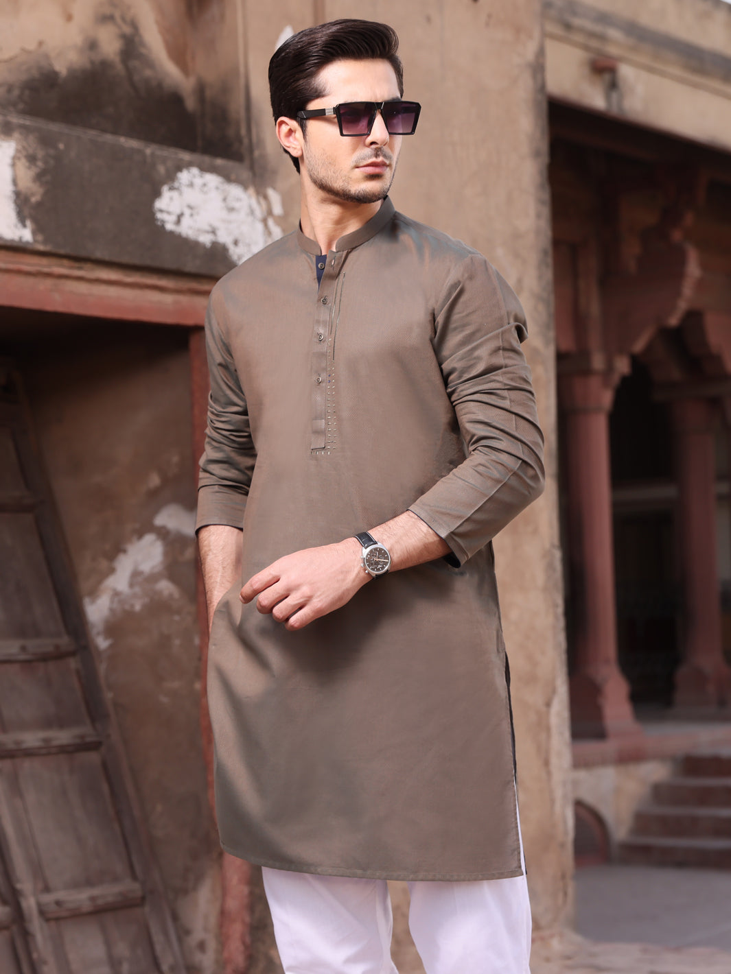 Olive Green Cotton Kurta - AL-K-902