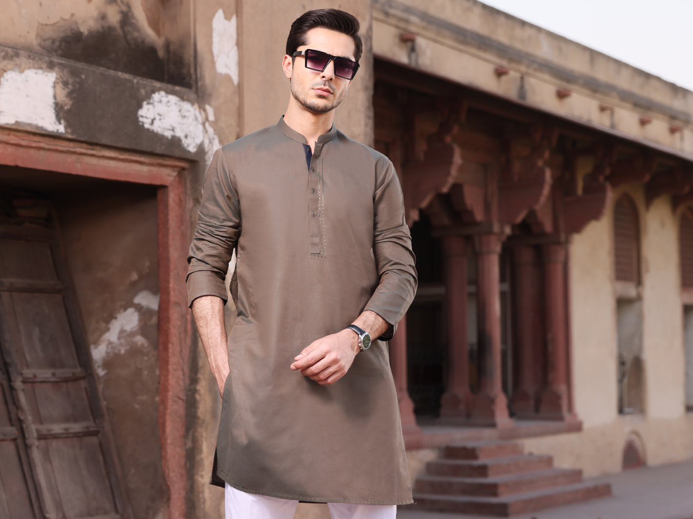 Olive Green Cotton Kurta - AL-K-902