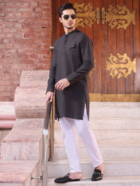 Grey Cotton Kurta - AL-K-907