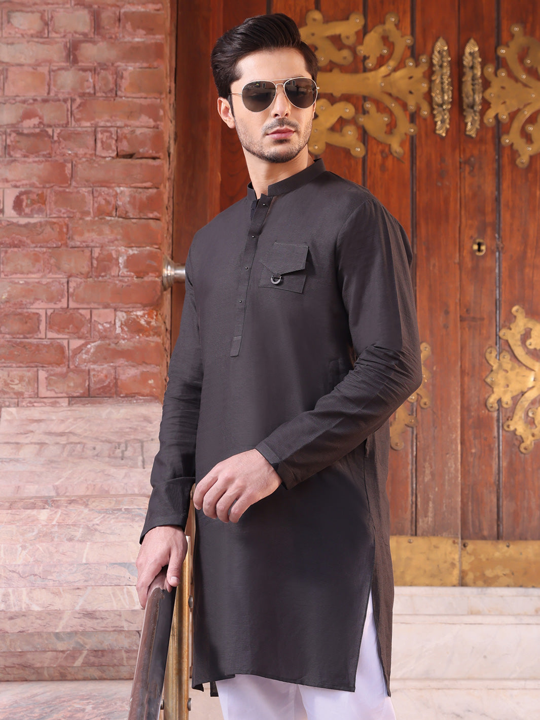 Grey Cotton Kurta - AL-K-907
