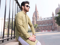 Green Cotton Kurta - AL-K-909