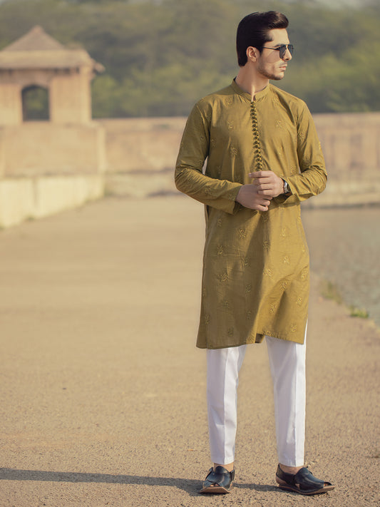 Green Cotton Kurta - AL-K-914A