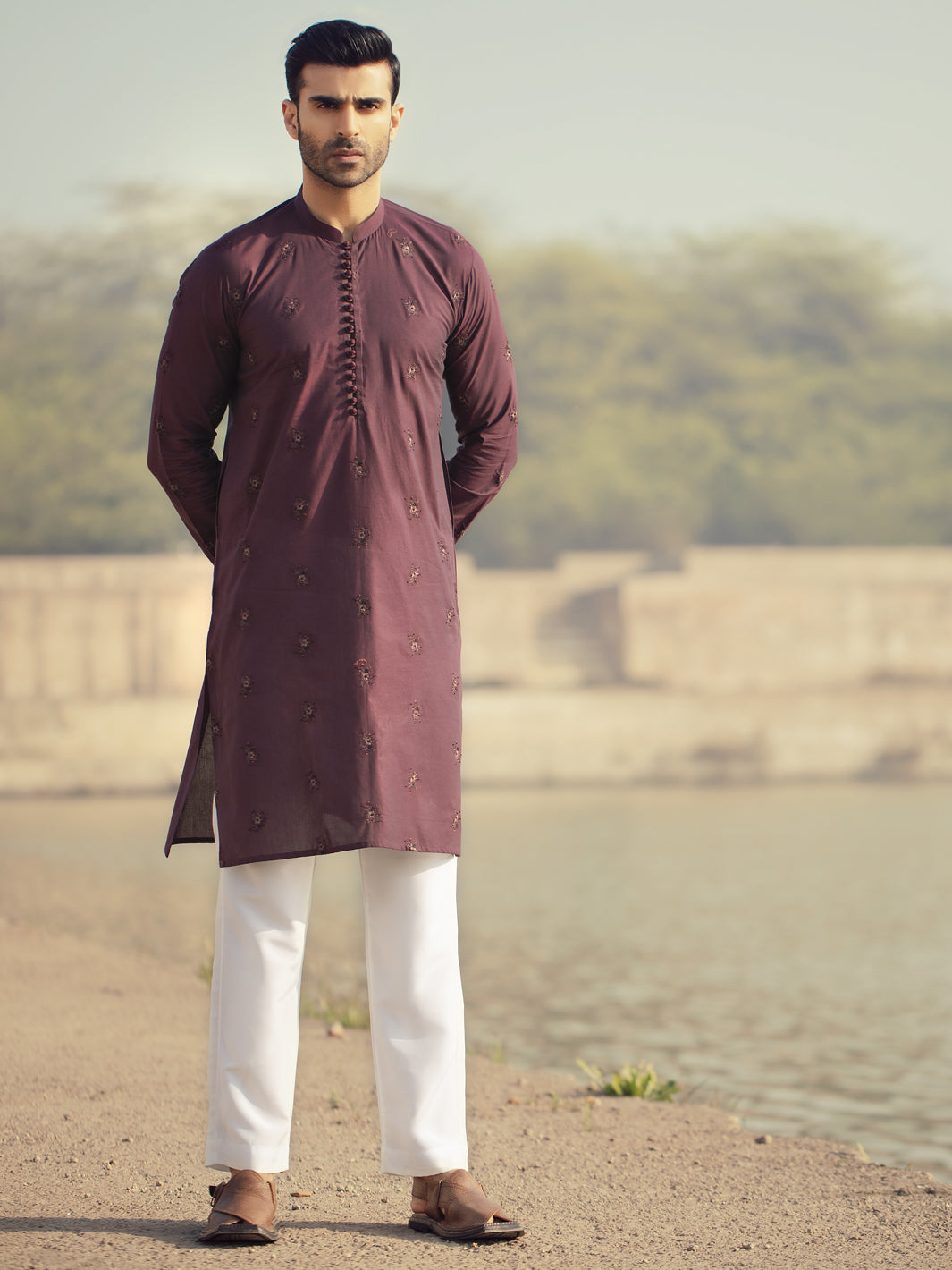 Maroon Cotton Kurta - AL-K-914C