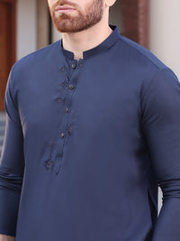 Navy Blue Blended Kurta - AL-K-917