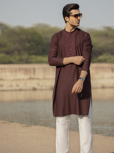 Maroon Blended Kurta - AL-K-920