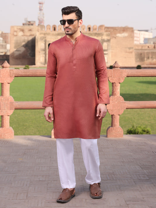 Orange Cotton Kurta - AL-K-925