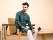 Green Blended Kurta - AL-K-930