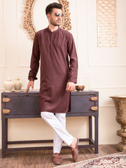 Burgundy Blended Kurta - AL-K-932