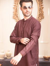 Burgundy Blended Kurta - AL-K-932