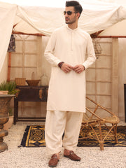 Cream Blended Kameez Shalwar - AL-KS-2630