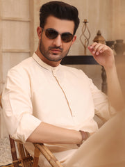 Cream Blended Kameez Shalwar - AL-KS-2630