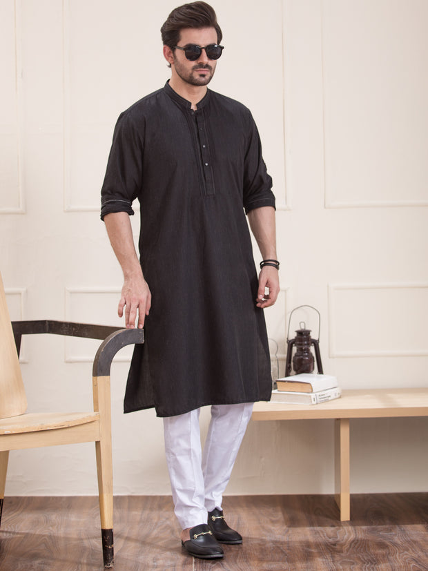 Black Blended Kurta - AL-K-934