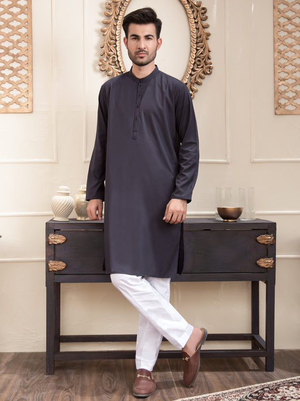 Dark Grey Blended Kurta - AL-K-936