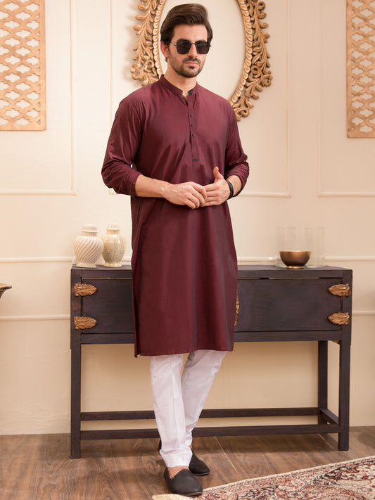 Maroon Blended Kurta - AL-K-940