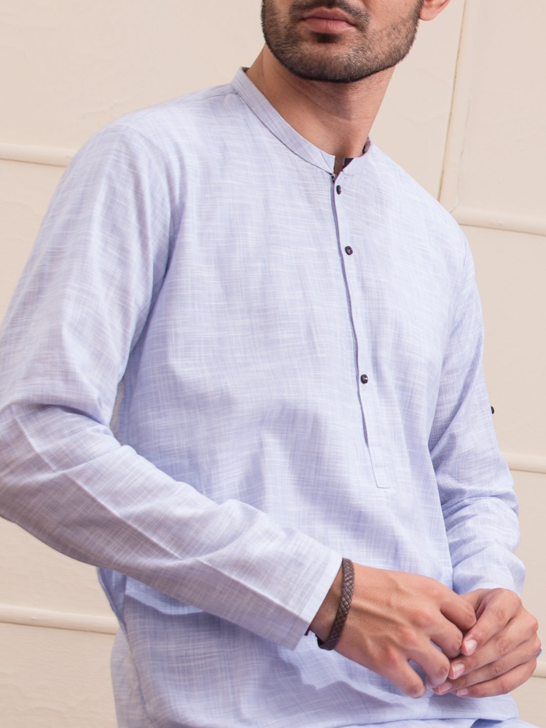 Light Blue Blended Kurta - AL-K-945