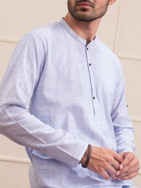 Light Blue Blended Kurta - AL-K-945