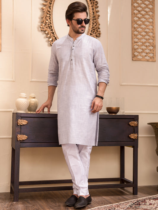 Light Grey Blended Kurta - AL-K-946