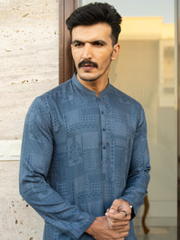 Blue Textured Kurta - AL-K-968