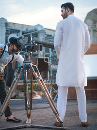White Blended Kurta - AL-K-971