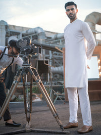 White Blended Kurta - AL-K-971