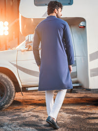 Blue Textured Kurta - AL-K-975