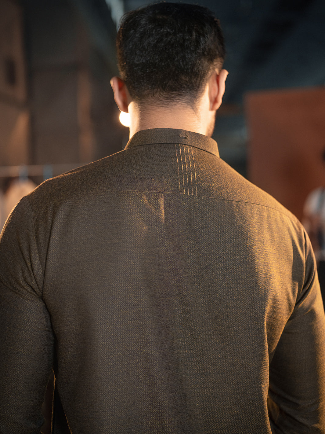 Olive Textured Kurta - AL-K-978