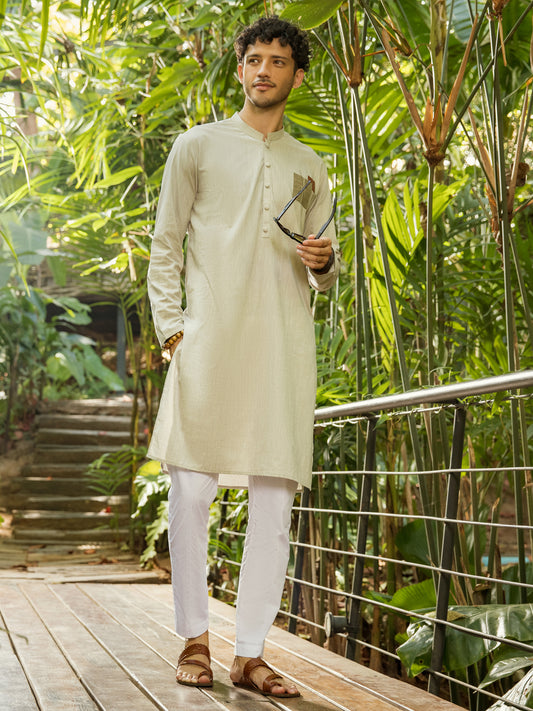 Light Grey Blended Kurta - AL-K-993