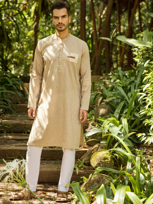 Beige Blended Kurta - AL-K-994