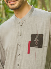 Grey Blended Kurta - AL-K-995