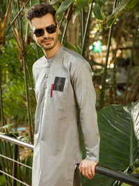 Grey Blended Kurta - AL-K-995