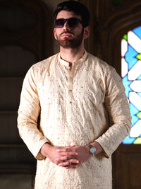 Cream Blended Formal Kurta - AL-K-SP-027