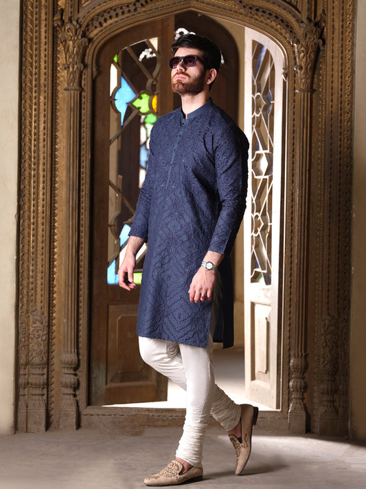 Blue Blended Formal Kurta - AL-K-SP-030