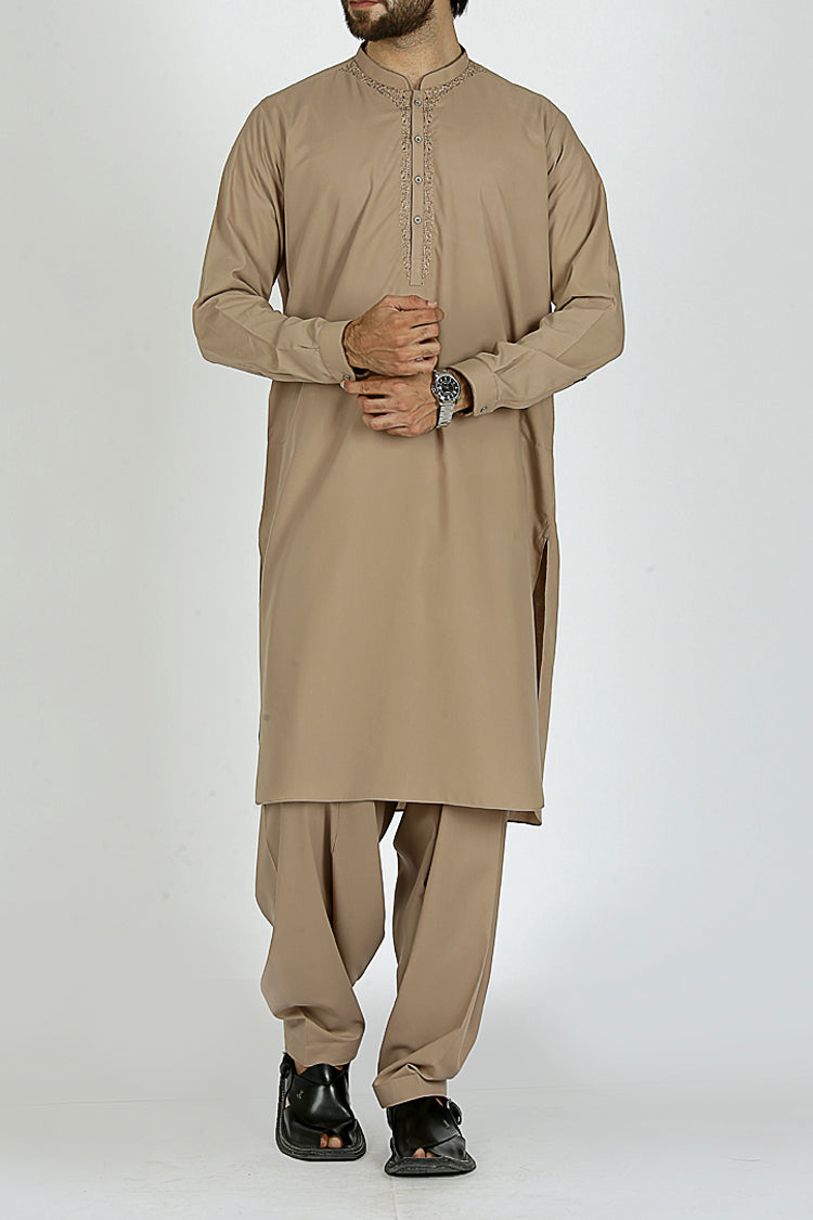 Sand Color Blended Kameez Shalwar - AL-KS-2151