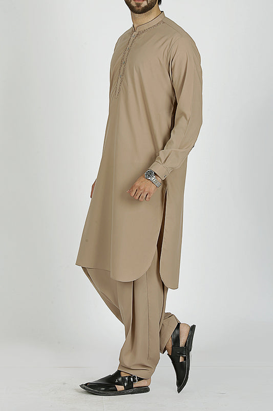 Sand Color Blended Kameez Shalwar - AL-KS-2151