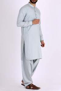 Sea Blue Blended Kameez Shalwar - AL-KS-2309