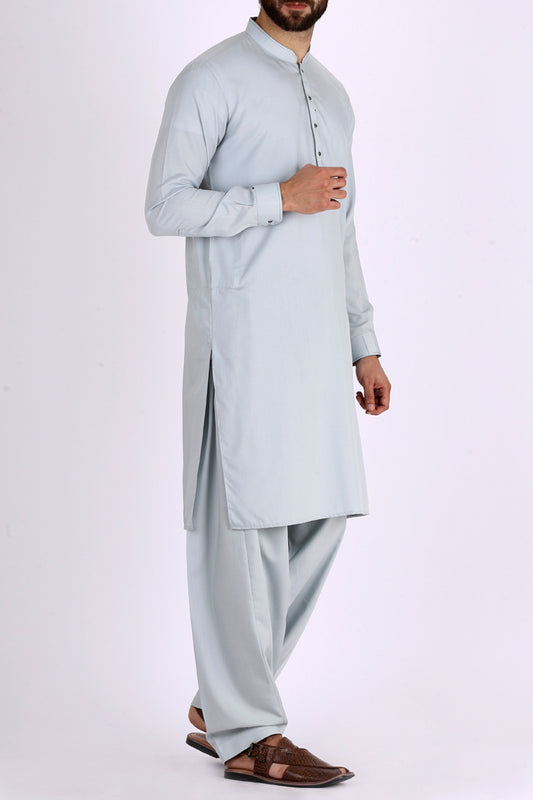 Sea Blue Blended Kameez Shalwar - AL-KS-2309