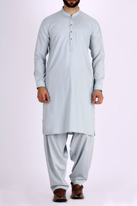 Sea Blue Blended Kameez Shalwar - AL-KS-2309