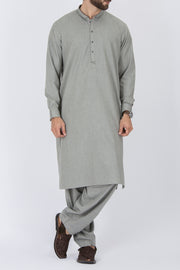 Ash Grey Blended Kameez Shalwar - AL-KS-2328