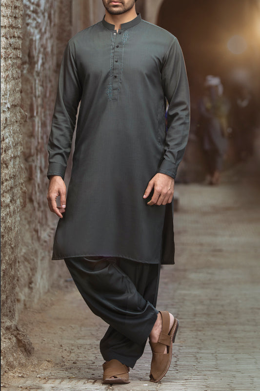 Green Blended Kameez Shalwar - AL-KS-2380