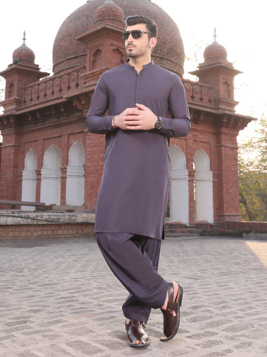 Purple Blended Kameez Shalwar - AL-KS-2430