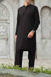 Black Blended Kameez Shalwar - AL-KS-2440