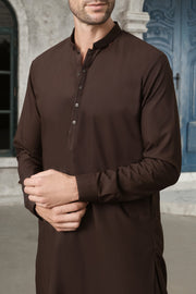 Brown Blended Kameez Shalwar - AL-KS-2457
