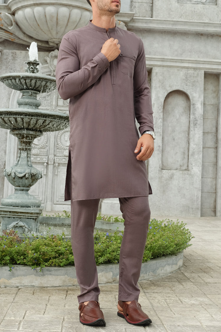 Light Purple Blended Kurta Pajama - AL-KS-2464