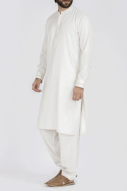 White Blended Kameez Shalwar - AL-KS-2467