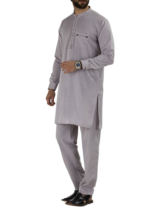 Grey Blended Kurta Pajama - AL-KS-2473