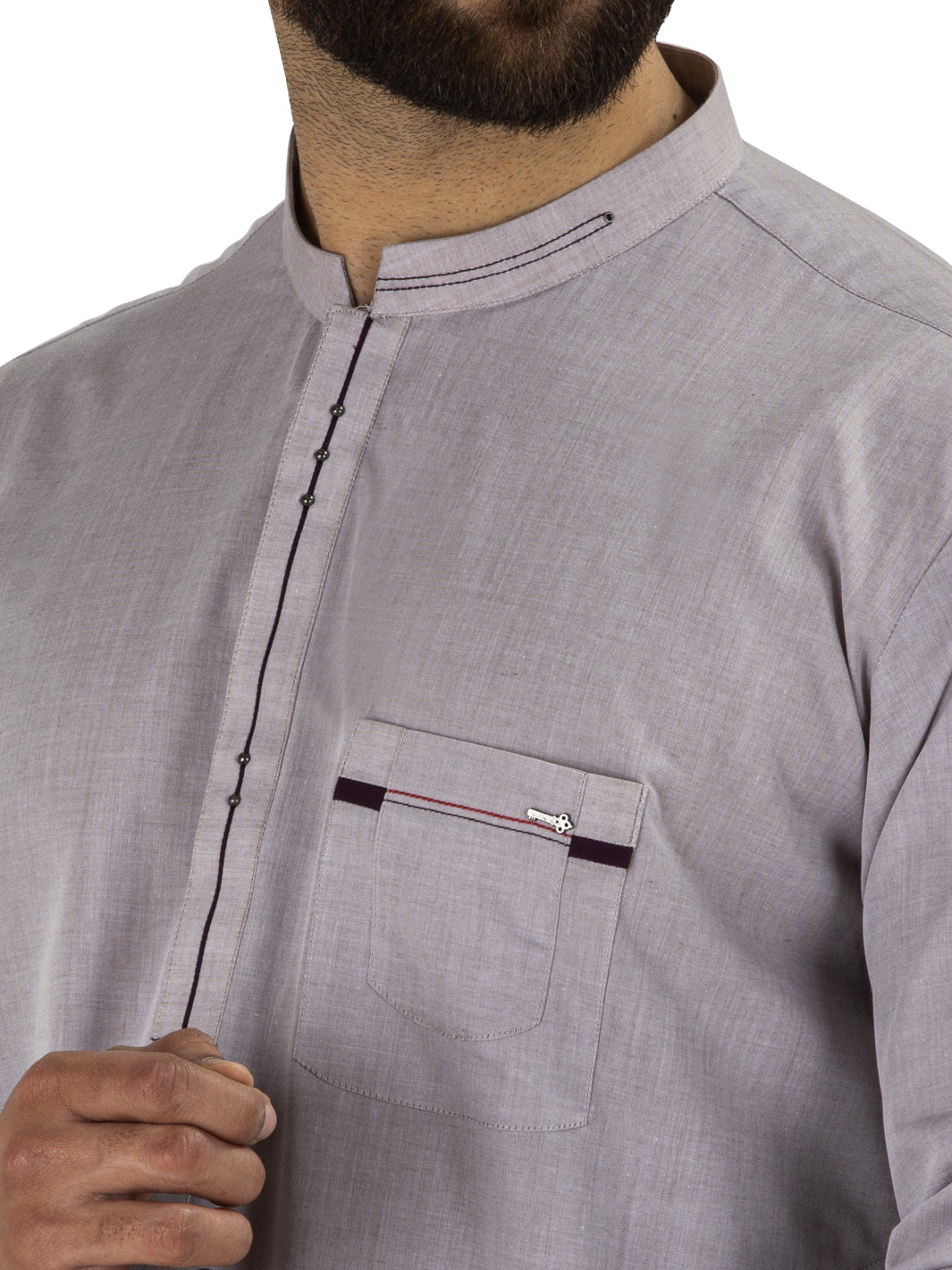 Grey Blended Kurta Pajama - AL-KS-2473