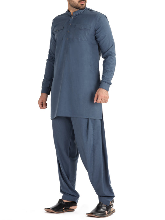 Blue Blended Kameez Shalwar - AL-KS-2476